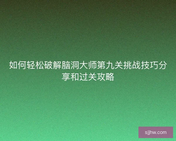 如何轻松破解脑洞大师第九关挑战技巧分享和过关攻略